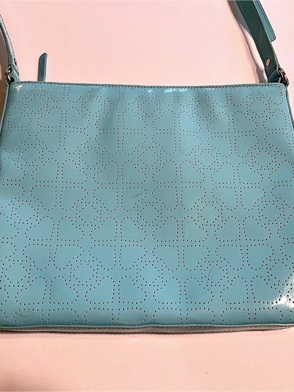 KATE SPADE ♠️ Metro Darby Teal Patent-Leather Crossbody Bag: 9.5”H x 11.5”W; 1”D